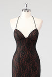 Black Corset Mermaid Halter Lace Applique Formal Dress