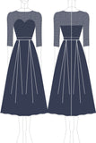 Navy A-Line Lace Overlay Mother of the Bride Dress with Pockets