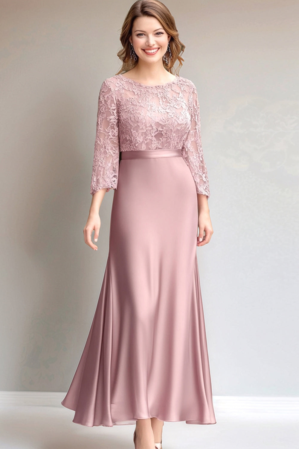 Leely Women Pink Chiffon A-Line Mother of the Bride Dress Jewel Neck Lace Overlay Long Wedding Guest Dress leelyuk Leely Women Pink Chiffon A-Line Mother of the Bride Dress Jewel Neck Lace Overlay Long Wedding Guest Dress leelyuk