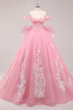 Princess Ball Gown Corset Off the Shoulder Appliqued Quinceañera Dress