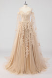 Princess Champagne Off the Shoulder Tulle Quinceañera Dress with Appliques