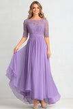Lilac Chiffon A-Line Applique Maxi Mother of the Bride Dress