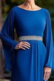 Royal Blue Long Flutter Sleeves A-Line Mother of the Bride Dress