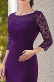 Sheath Lace Dark Purple Maxi Mother of the Bride Dress