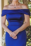 Royal Blue Mermaid High-Low Satin Mother of the Bride Dress