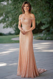 Champagne Sequin Off the Shoulder Sparkly Sheath Mother of the Bride Dress
