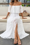 White A Line Off The Shoulder Ruffle Sleeve Summer Dress