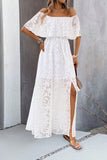 White A Line Off The Shoulder Ruffle Sleeve Summer Dress
