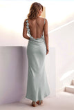 Grey Green Mermaid 3D Flower Backless Long Prom Dress