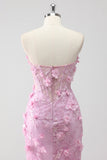 Lilac Sweetheart Floral Corset Maxi Prom Dress with Slit