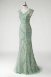 Gorgeous Green Embroidered Mermaid Mother of the Bride Dress