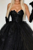 Sparkly Black Ball Gown Strapless Corset Formal Dress