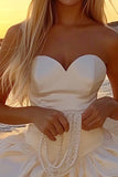 White Strapless Sweetheart Taffeta Mini Party Dress