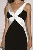 Black Bodycon Velvet V-Neck Formal Dress with Slit