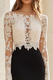 Black White Sheath Lace Applique Floor-Length Mother of the Bride Dress