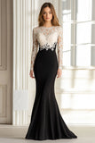 Black White Lace Applique Mermaid Mother of the Bride Dress