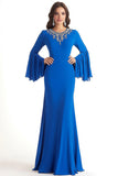 Royal Blue Embroideried Flutter Sleeves Sheath Mother of the Bride Dress