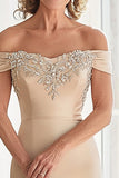 Champagne Sheath Off The Shoulder Mother of the Bride Dress