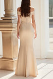 Champagne Sheath Off The Shoulder Mother of the Bride Dress