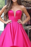 Ball Gown Satin Fuchsia Sweetheart Corset High Low Prom Dress