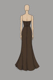 Coffee Strapless Sheath Ruched Floor Length Red Carpet Dress