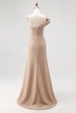 Light Khaki One Shoulder Sheath Ruched Red Carpet Dress