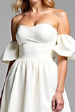 A Line Off the Shoulder White Sweetheart Short Graduation Dress