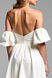 A Line Off the Shoulder White Sweetheart Short Graduation Dress