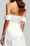 Flowy White Sweetheart Asymmetrical A Line Graduation Dress