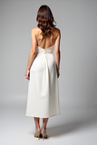 White Halter A Line Tea Length Graduation Dress