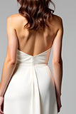 White Halter A Line Tea Length Graduation Dress