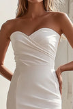 White Strapless Sweetheart Bodycon Mini Graduation Dress