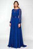 Royal Blue Scoop A Line Maxi Mother of the Bride Dress
