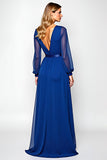 Royal Blue Scoop A Line Maxi Mother of the Bride Dress