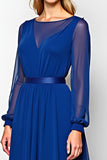 Royal Blue Scoop A Line Maxi Mother of the Bride Dress