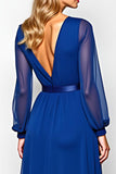 Royal Blue Scoop A Line Maxi Mother of the Bride Dress