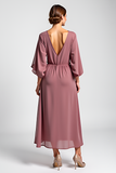 Vintage Mauve Flowy A Line Beaded Mother of the Bride Dress