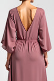 Vintage Mauve Flowy A Line Beaded Mother of the Bride Dress