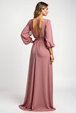 Blush A Line Scoop Neck Backless Long Mother of the Bride Dress