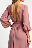 Blush A Line Scoop Neck Backless Long Mother of the Bride Dress