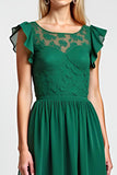 Dark Green Embroidered A Line Chiffon Long Mother of the Bride Dress