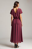 Cabernet V Neck A Line Chiffon Long Mother of the Bride Dress