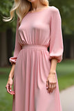 Pink Scoop A Line Backless Long Mother of the Bride Dress