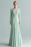 Mint Sheath Applique Maxi Chiffon Mother of the Bride Dress