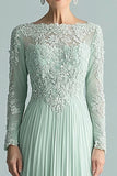 Mint Sheath Applique Maxi Chiffon Mother of the Bride Dress