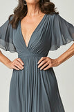 Twilight A-Line V-Neck Chiffon Mother of the Bride Dress