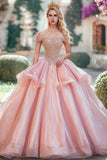 Blush Off the Shoulder Beaded Maxi Princess Quinceañera Dress