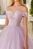 Light Purple Tulle Princess Maxi Quinceañera Dress with Appliques