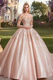 Blush Long Sleeves Off The Shoulder Ball Gown Maxi Quinceañera Dress