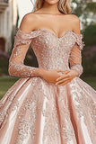 Blush Long Sleeves Off The Shoulder Ball Gown Maxi Quinceañera Dress